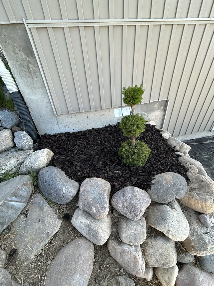 River Rock Planting Bed